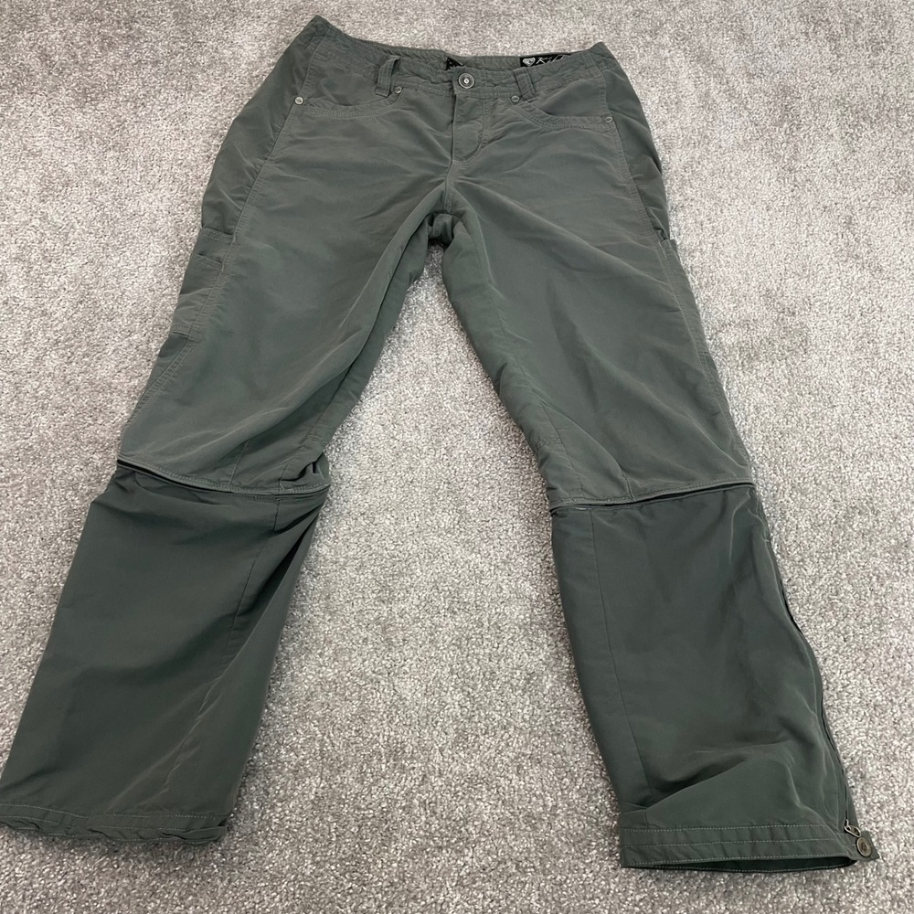 Kuhl Convertible Hiking Pants Womens 6 Shorts Zip Off Cargo Nylon Olive Green